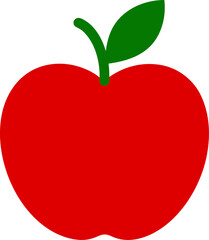 A simple and vivid red apple vector illustration perfect for educational content and designs about healthy eating and fruits.