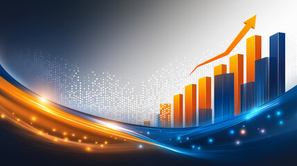 Business Growth Chart: Dynamic graph depicting upward trend, illustrating financial success, market gains, and business development through vivid colors and abstract design.