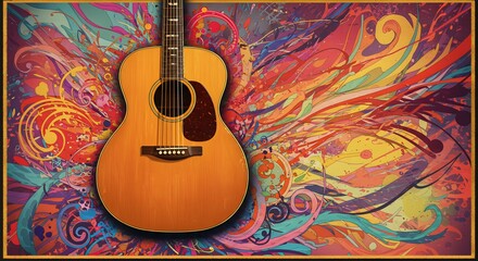 guitar on colorful grunge background