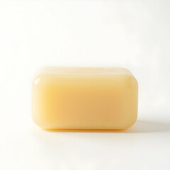 Block of Soap on White Background for Cleansing Concepts