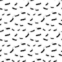 seamless pattern of colony of ant. hand drawn