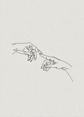 Two hands reach toward each other. Fingers almost touch in the air.