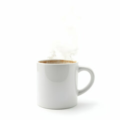 Hot Drink in a Mug with Steam on a White Background