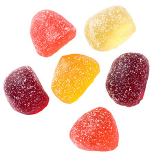 sugar-coated gummy candy isolated on white background