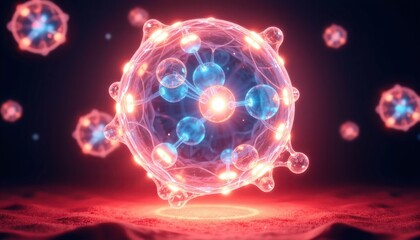 Vibrant Illustration of Plasma Cell with Glowing Molecular Structure