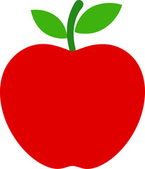 Simple red apple with green leaves and stem design for healthy eating and nutritional concepts in a vector illustration