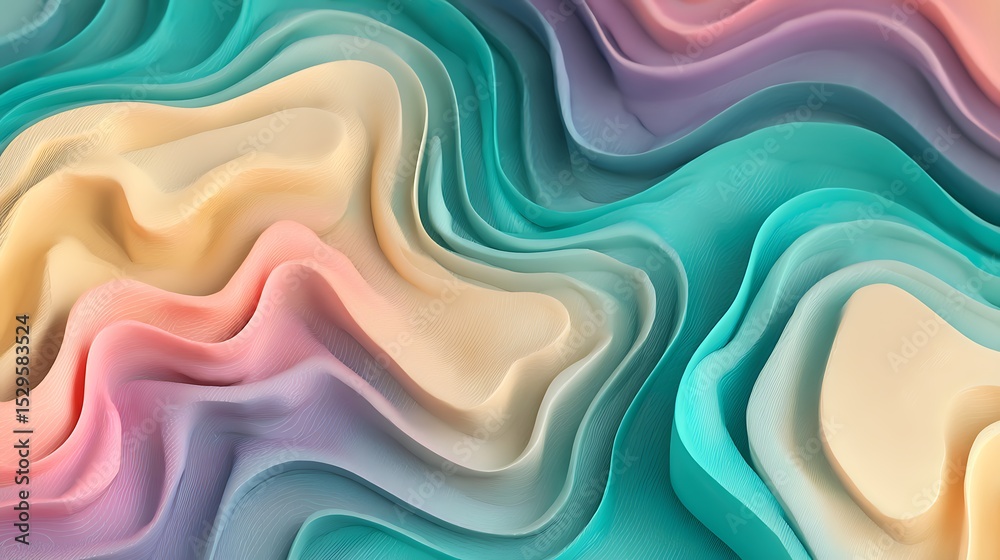 Poster abstract background with smooth 3d wavy stripes