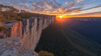 Majestic Sunset Over a Clifftop Valley