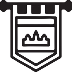 Horizontal bicolour country flag icon in black outline flat design. Independence Day or National Day holiday concept