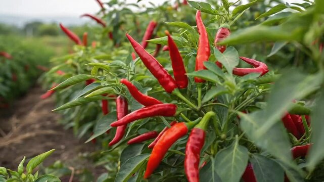 red hot chili peppers. chili plants in the garden
