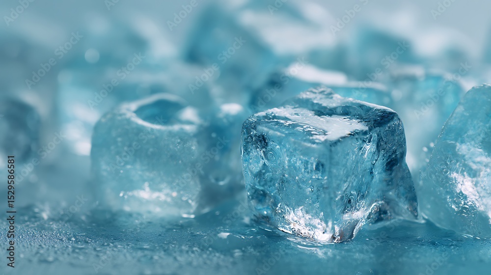 Aufkleber closeup ice cube pattern texture background, cold drink and refreshment concepts