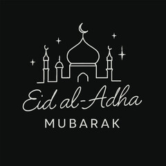 Vintage silhouette of a mosque vector design for restaurant menu