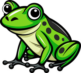 green frog on white background