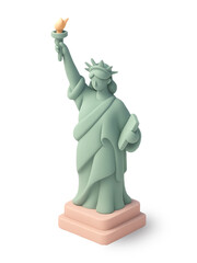 3D Cartoon Illustration of the Statue of Liberty in Minimalist Style