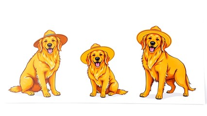 Golden Retrievers in Sun Hats