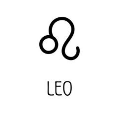 Leo zodiac sign icon, minimalist black symbol graphic