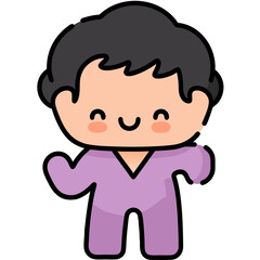 Obraz premium Joyful Cartoon Boy in Lavender Jumpsuit