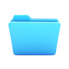 Isolated light blue folder icon with tab on a transparent background isolated on transparent background