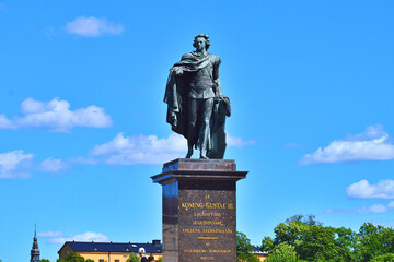Monument of the Swedish king Gustaf III by swedish sculpturer Johan Tobias Sergel, Skeppsbron street