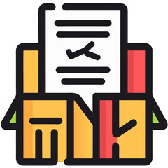 Shipping Confirmation Icon Depicting Boxes and Approved Document