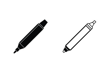 Black and white vector illustration of two different markers for creative designs