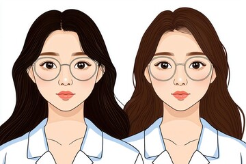 Pixel Art Portraits of Two Women in Lab Coats with Glasses and White Background