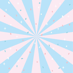 紙吹雪集中線の正方形背景イラスト（ピンクと水色）