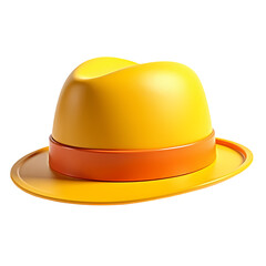 A yellow hat with an orange band isolated  isolated on transparent background