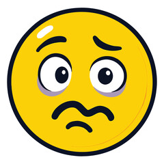 Confused Emoji Vector Illustration with Quirky Expression and Glossy Highlights on White Background