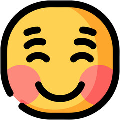 Fototapeta premium Smiling Emoji with Rosy Cheeks and Closed Eyes Expressing Happiness