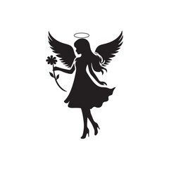 Be an Angel Day Silhouette Vector Illustration, Solid White Background.