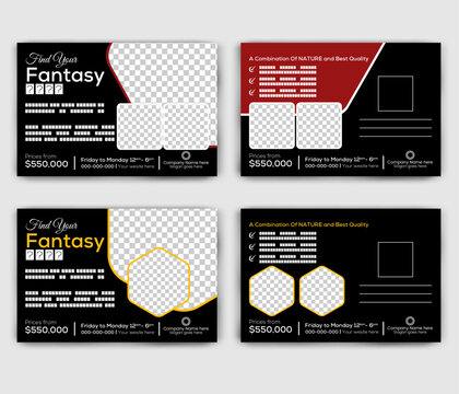 Double sided business Post card template set design for real estate agency.