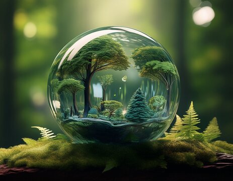 forest crystal glass globe earthy glass globe earthy glass globe verdant ecosystem serene green earthly biotic