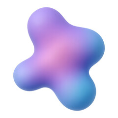 purple blue abstract shape 3d render icon isolated on transparent background cutout