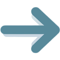 Teal Arrow with Soft Shadow Indicating Direction and Movement