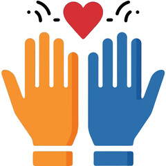 Obraz premium Two Hands Joined by a Heart Symbolizing Unity and Compassion