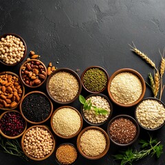 Diverse selection of nuts and grains perfect for promoting digestive health and nutrition