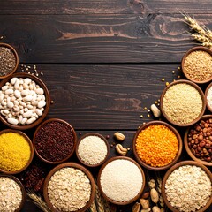 A colorful assortment of different types of pulses showcasing grains for digestive health