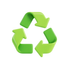 Obraz premium 3d green recycle arrows symbol isolated on transparent background