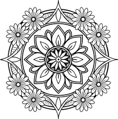 Abstract seamless floral pattern with vintage flower elements for textile design