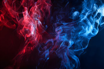 Obraz premium Red and Blue Smoke Abstract: A dynamic dance of vibrant colors in an ethereal display.