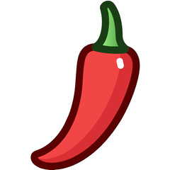 Vibrant Red Chili Pepper Illustration with Detailed Design