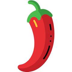Vibrant Red Chili Pepper with Green Stem and Leaf Detail