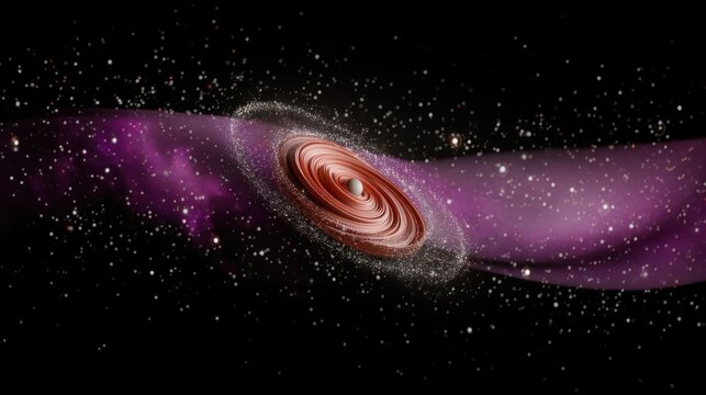 Spiral Galaxy in Deep Space with Purple Nebula