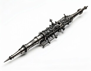 Antique Ornate Metal Instrument Detailed Close up Studio Shot White Background