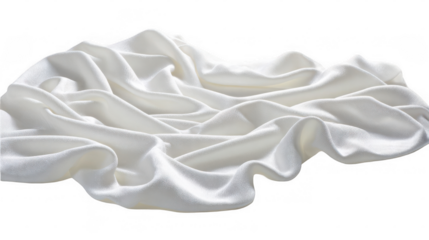 Soft, rippling white jersey textile with a smooth texture is isolated on a transparent background, perfect for showcasing designs or adding a touch of elegance to any project