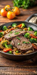 Crispy browned pan fried liver slices on a bed of saut?ed caramelized onions with a side of steamed vegetables