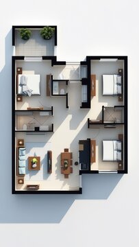 Two-bedroom apartment floorplan design.