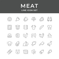 Comprehensive Meat Line Icon Set for Food Businesses Websites and Apps
