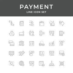Comprehensive Payment Method Icons Set:  Finance, Banking, and Transaction Line Art Graphics